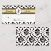 De Placement Carte Place Gold, Black, White Mariage damassé (Devant / Derrière)