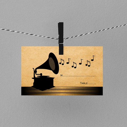 De Placement Carte Place Gramophone Ebony Vintage