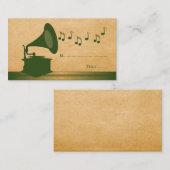 De Placement Carte Place Gramophone Vintage Vert (Devant / Derrière)