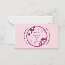 Carte Place Mariage à anneaux florales violet