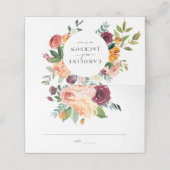 De Placement Carte Place Mariage Floral automne (Extérieur déplié)