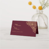 De Placement Carte Place Mariage Floral Or Bourgogne (Dos)