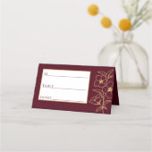 De Placement Carte Place Mariage Floral Or Bourgogne (Devant)