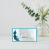De Placement Carte Place Mariage Plume Peacock turquoise (Debout devant)