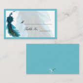 De Placement Carte Place Mariage Plume Peacock turquoise (Devant / Derrière)