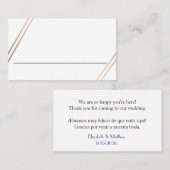 De Placement Carte Place Mariage Rose bilingue Gold Stripes (Devant / Derrière)