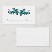 De Placement Carte Place Mariage turquoise Elegant Dragons (Devant / Derrière)