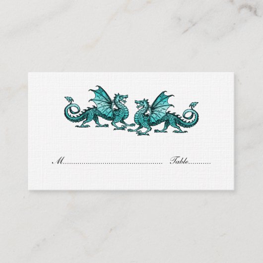 De Placement Carte Place Mariage turquoise Elegant Dragons (Devant)