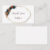 De Placement Carte Place Mariage turquoise et brûlée Orange Fla (Devant / Derrière)