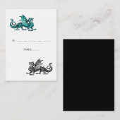 De Placement Carte Place Mariage turquoise Silver Dragon (Devant / Derrière)