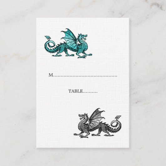 De Placement Carte Place Mariage turquoise Silver Dragon (Devant)