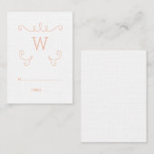 De Placement Carte Place Monogramme Orange Whimsical Flourd (Devant / Derrière)