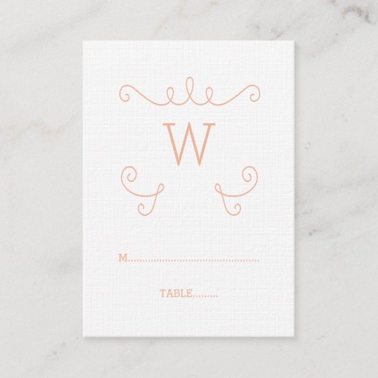 De Placement Carte Place Monogramme Orange Whimsical Flourd (Devant)