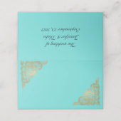 De Placement Carte Place pliée Chic Turquoise et Mariage or (Extérieur déplié)