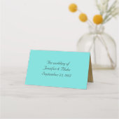 De Placement Carte Place pliée Chic Turquoise et Mariage or (Dos)