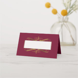 De Placement Carte Place pliée Mariage Bourgogne et or