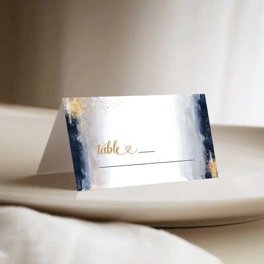 De Placement Carte Place pliée Mariage Marine et Gold