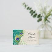 De Placement Carte Place Table - Plumes Peacock Turquoise bleu (Debout devant)
