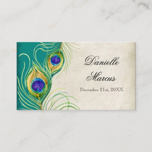 De Placement Carte Place Table - Plumes Peacock Turquoise bleu (Devant)