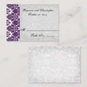 De Placement Carte Place Table violet et argent - Mariage (Devant / Derrière)