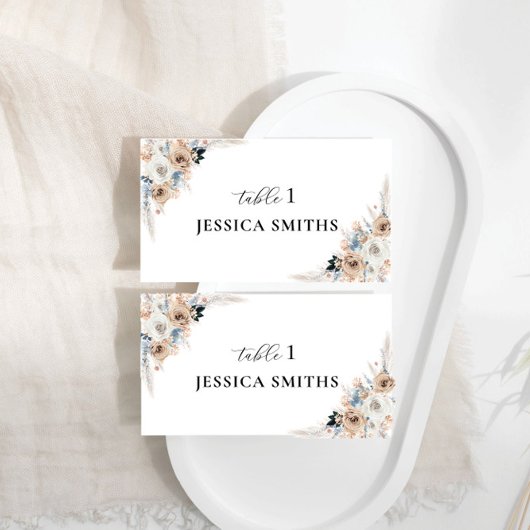 De Placement Carte Plat Place Mariage Ivory Et Blue Boho
