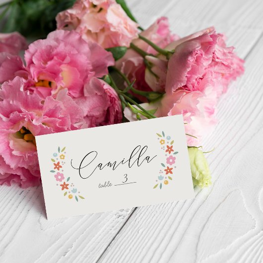 De Placement Carte pliée pour Baby Shower aux fleurs douces ros