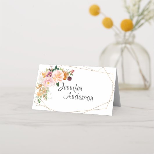 De Placement Carte Rose Mariage Blush Et Burgundy (Devant)