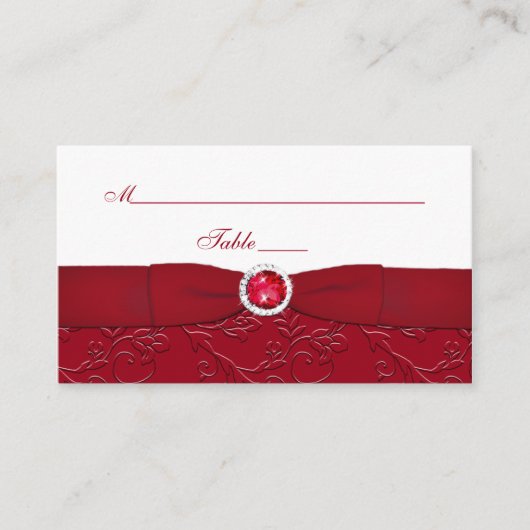 De Placement Carte Ruby Red et White Floral Place (Devant)