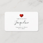 De Placement Carte simple Mariage moderne Red Heart Flat Place (Devant)