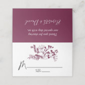 De Placement Carte simple moderne Mariage Bourgogne Floral Plac (Extérieur déplié)