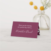 De Placement Carte simple moderne Mariage Bourgogne Floral Plac (Dos)
