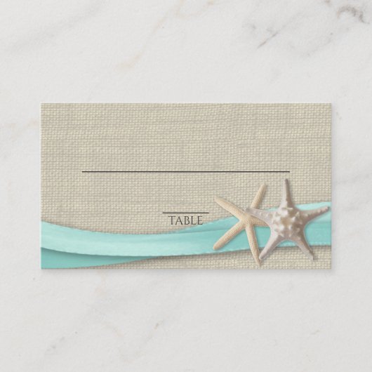 De Placement Carte Starfish and Ribbon Place Aqua (Devant)