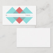 De Placement Carte turquoise rouge géométrique trio place (Devant / Derrière)