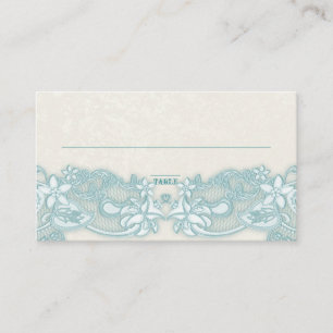 De Placement Carte Victorian Floral Aqua Ivory Place