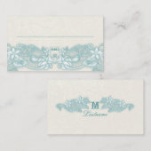 De Placement Carte Victorian Floral Aqua Ivory Place (Devant / Derrière)