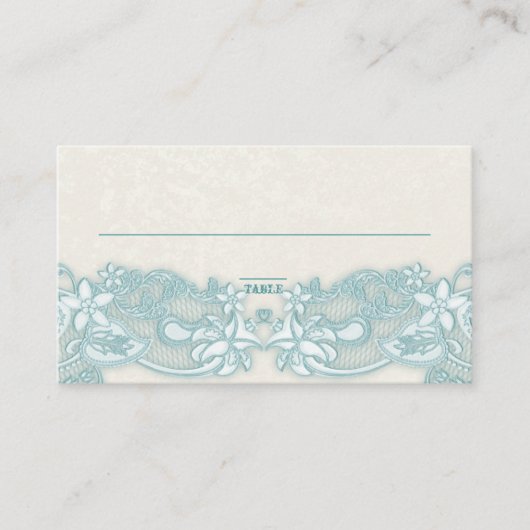 De Placement Carte Victorian Floral Aqua Ivory Place (Devant)