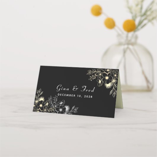 De Placement Carte vintage Black Mariage Place (Dos)