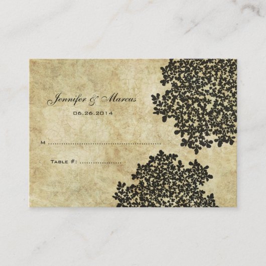 De Placement Carte Vintage Floral noire (Devant)