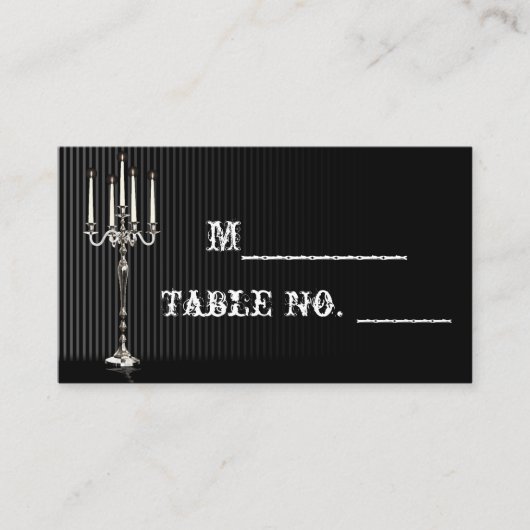De Placement Chandelabra gothique sur carte Mariage noir (Devant)