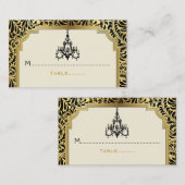 De Placement Chandelier Art Déco noir, carte mariage or (Devant / Derrière)