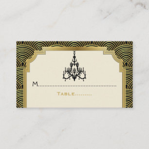 De Placement Chandelier Art Déco noir, carte mariage or