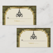 De Placement Chandelier Art Déco noir, carte mariage or (Devant / Derrière)