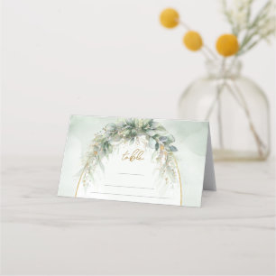 De Placement Chic aquarelle verdure et cadre or carte place