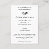 De Placement Confirmation Carte religieuse Saint-Esprit Dove Pl (Dos)