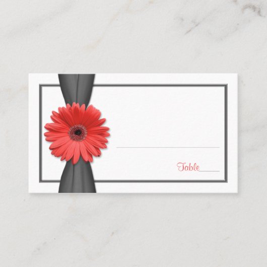 De Placement Coral Gerbera Daisy Gris Ribbon Mariage Carte Plac (Devant)