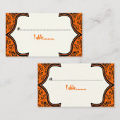 De Placement Crânes damask orange noir Halloween carte place (Devant / Derrière)