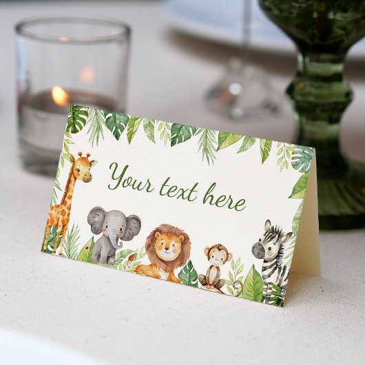 De Placement Cute Safari Animaux Anniversaire Carte Place