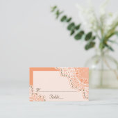 De Placement Dentelle blanche avec perles corail mariage carte (Debout devant)