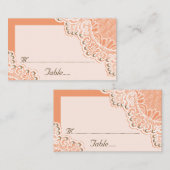 De Placement Dentelle blanche avec perles corail mariage carte (Devant / Derrière)
