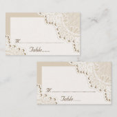 De Placement Dentelle blanche avec perles mariage carte (Devant / Derrière)